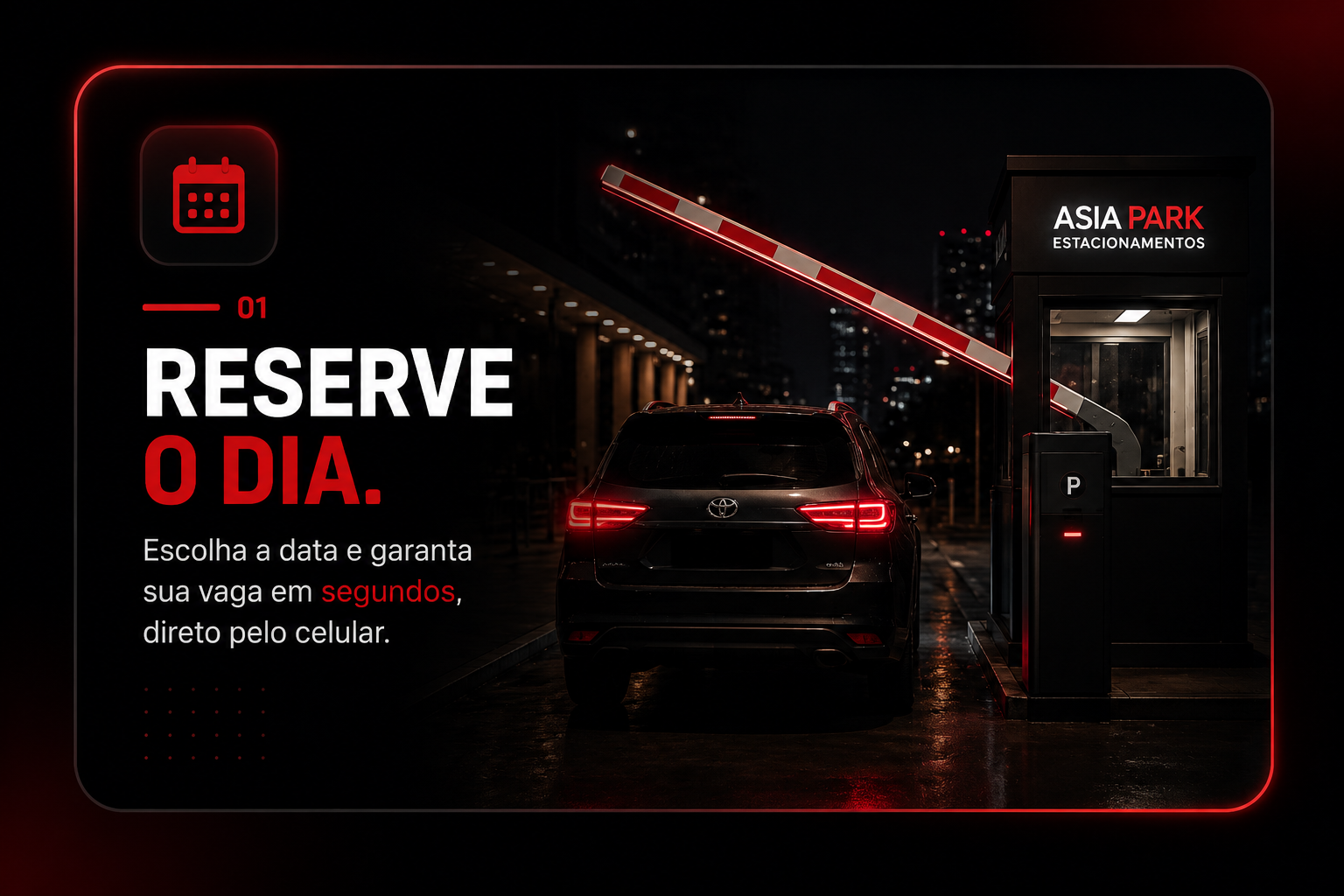 Passo 1: Reserve o dia. Escolha a data e garanta sua vaga em segundos, direto pelo celular.